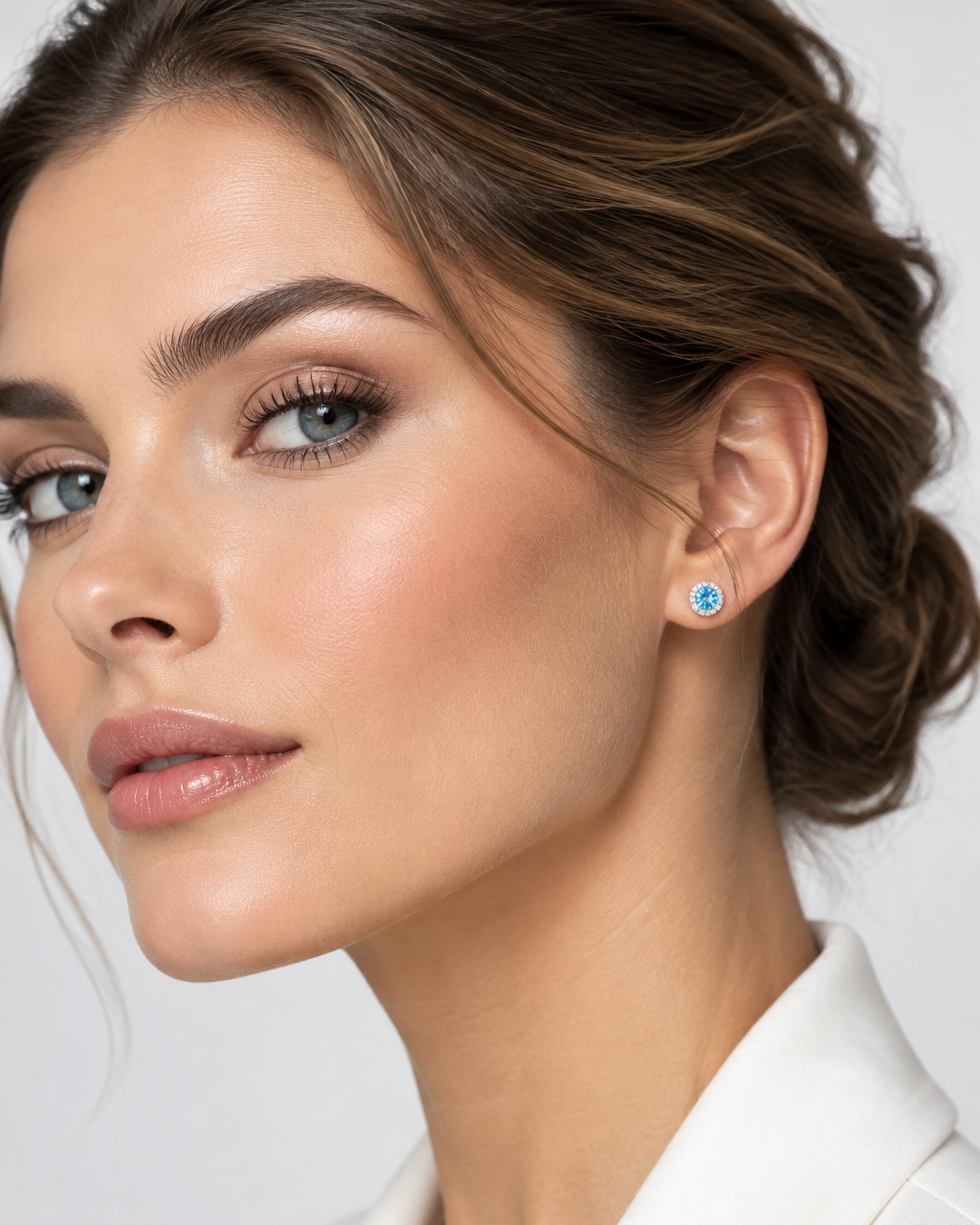 Blue Halo Stud Earrings