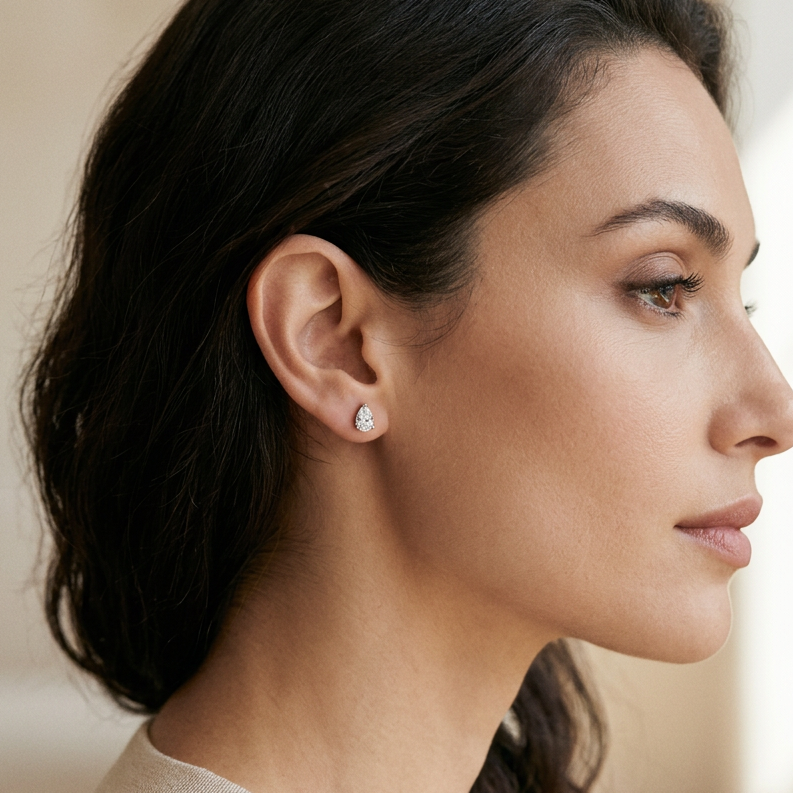 Pear Drop Stud Earrings