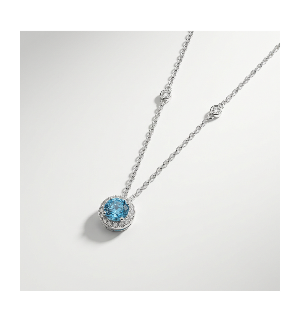 Aurora Azure Halo Necklace - BELLIVETTE