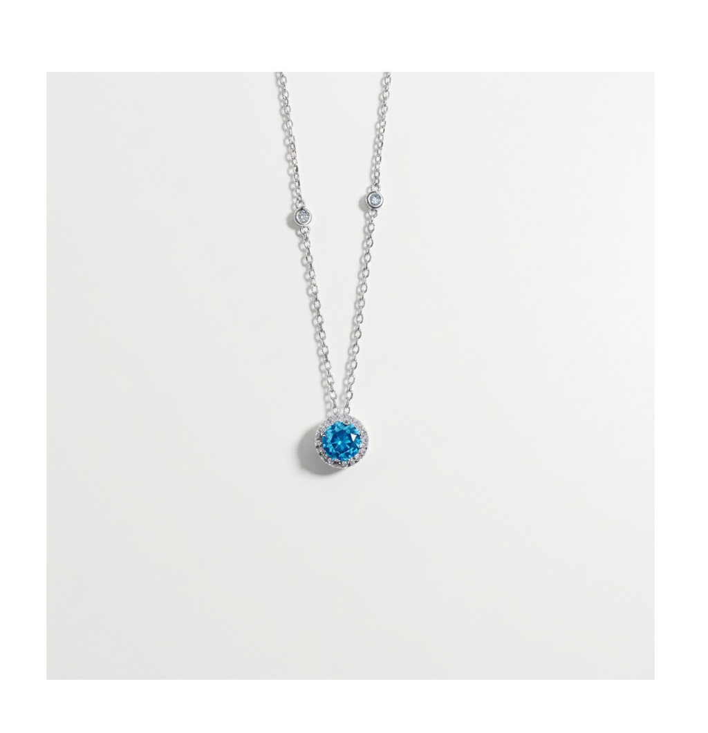 Aurora Azure Halo Necklace - BELLIVETTE