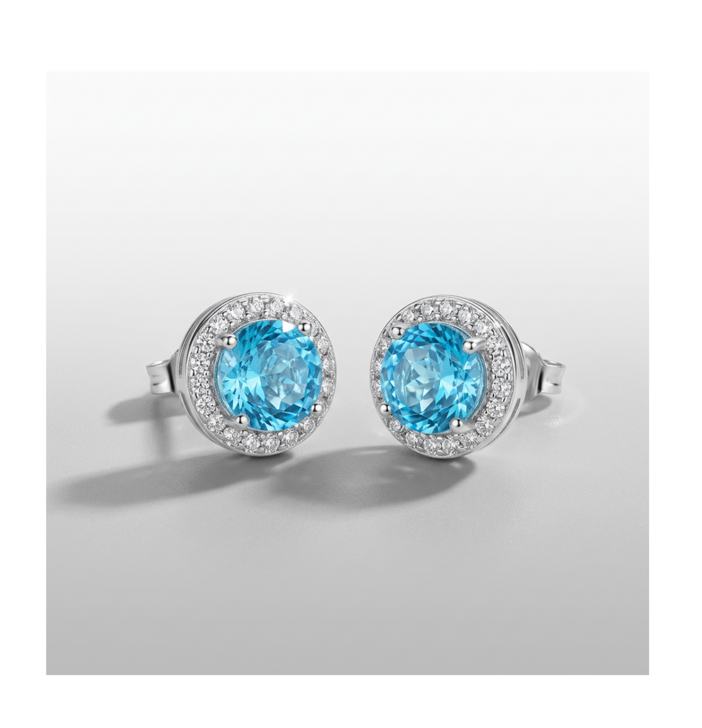 Aurora Azure Halo Stud Earrings - BELLIVETTE