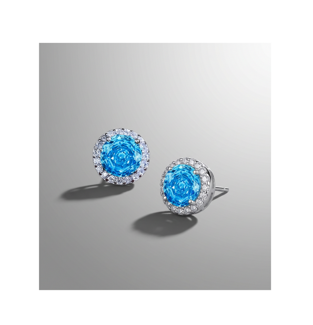 Aurora Azure Halo Stud Earrings - BELLIVETTE