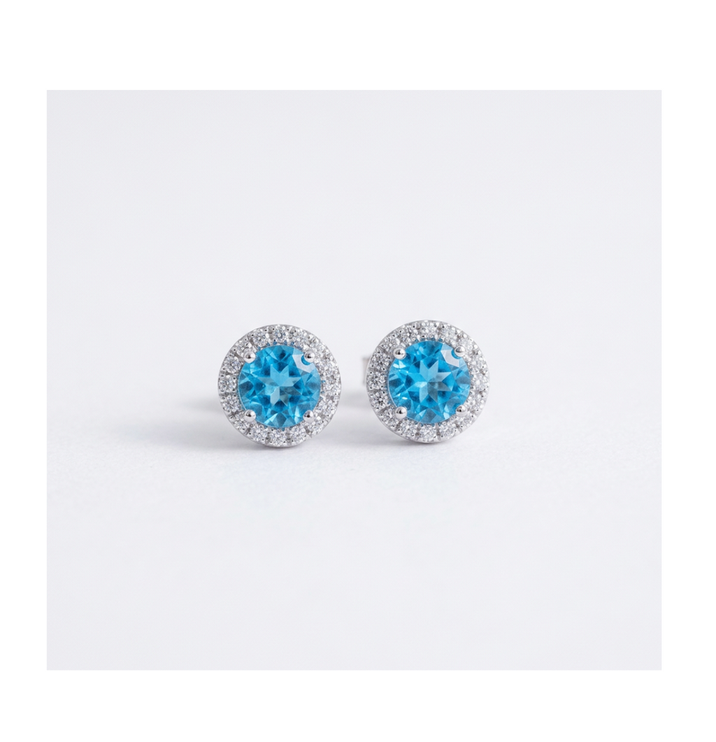 Aurora Azure Halo Stud Earrings - BELLIVETTE