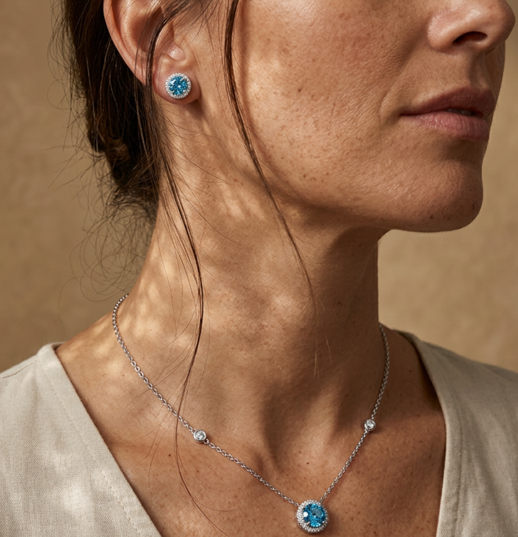 Aurora Azure Halo Stud Earrings - BELLIVETTE