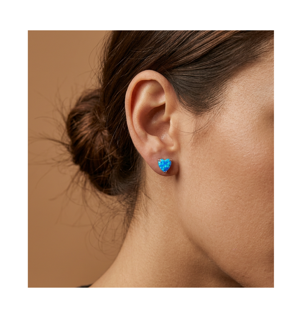 Aurora Ocean Heart Stud Earrings - BELLIVETTE