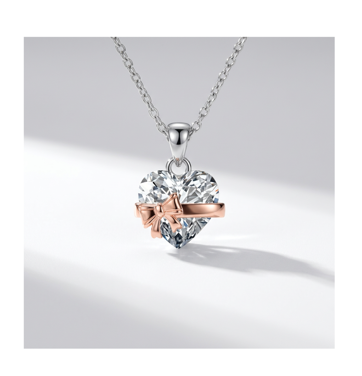 Aurora Ribbon Heart Necklace - BELLIVETTE