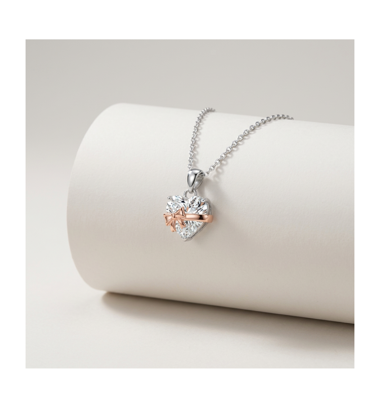 Aurora Ribbon Heart Necklace - BELLIVETTE