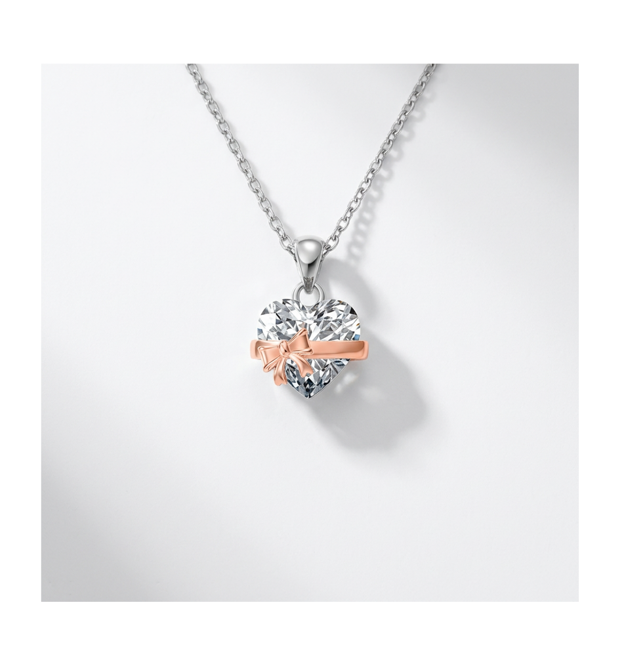 Aurora Ribbon Heart Necklace - BELLIVETTE