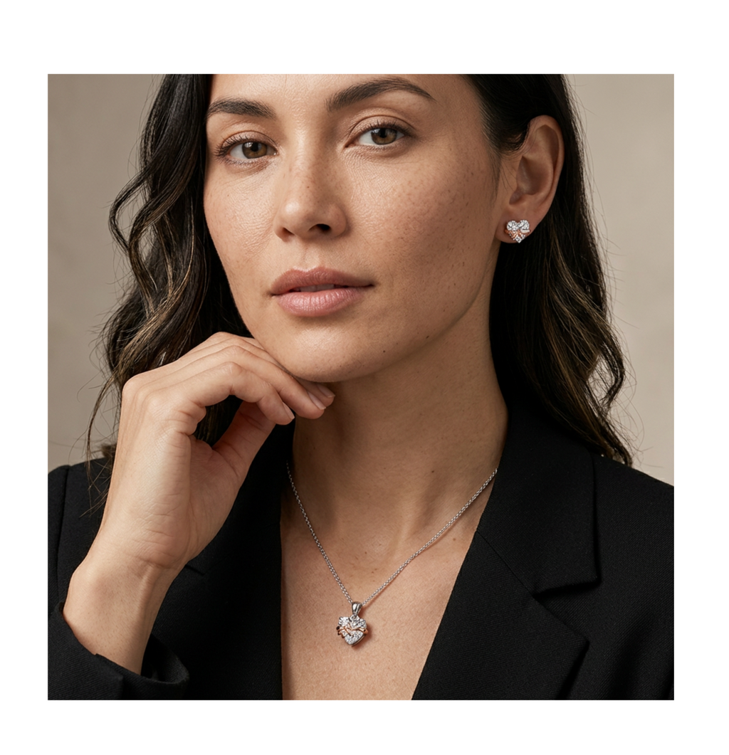 Aurora Ribbon Heart Necklace - BELLIVETTE