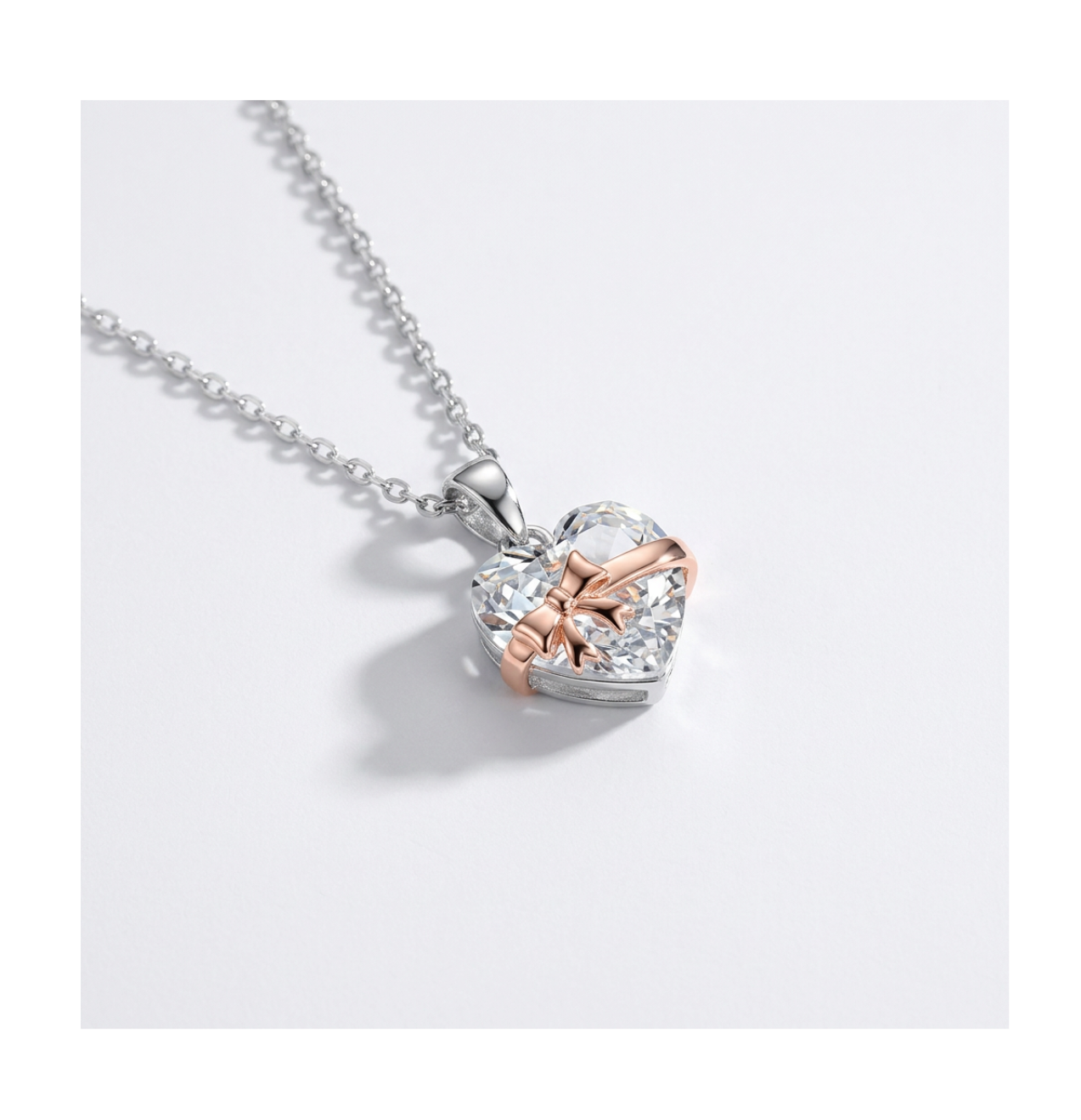 Aurora Ribbon Heart Necklace - BELLIVETTE