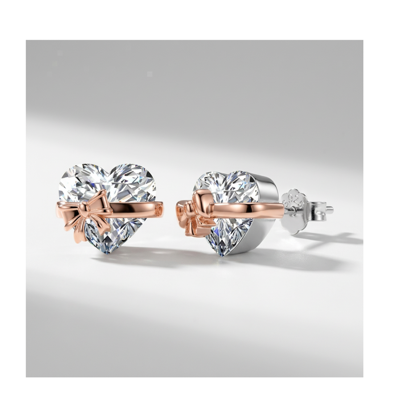 Aurora Ribbon Heart Stud Earrings - BELLIVETTE