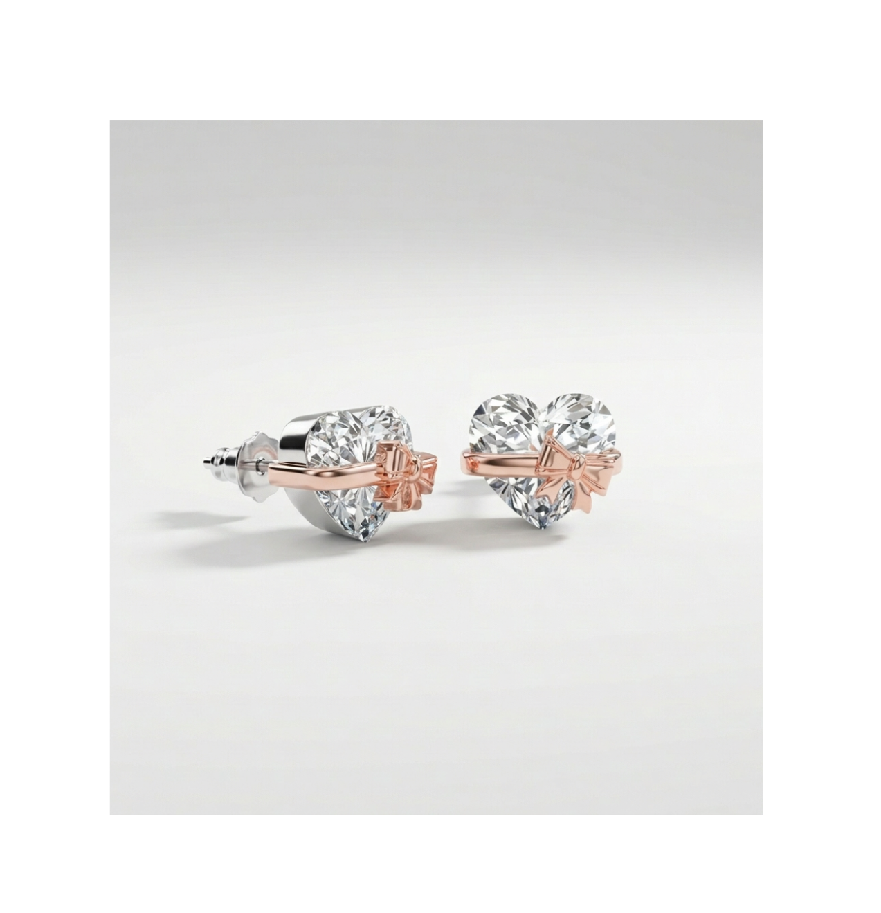 Aurora Ribbon Heart Stud Earrings - BELLIVETTE