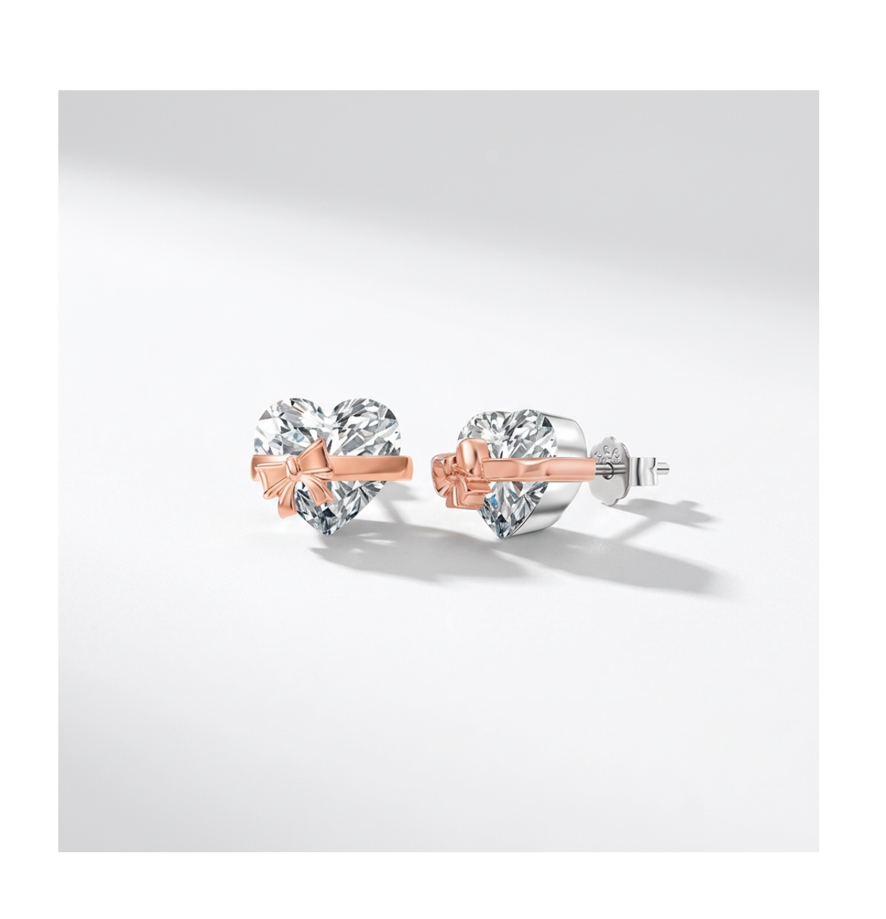 Aurora Ribbon Heart Stud Earrings - BELLIVETTE