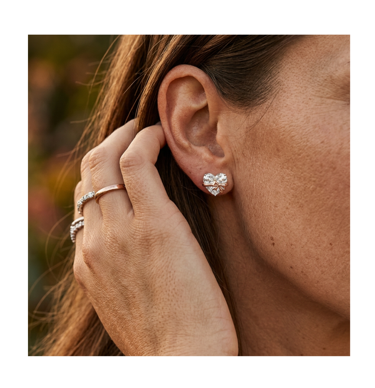 Aurora Ribbon Heart Stud Earrings - BELLIVETTE