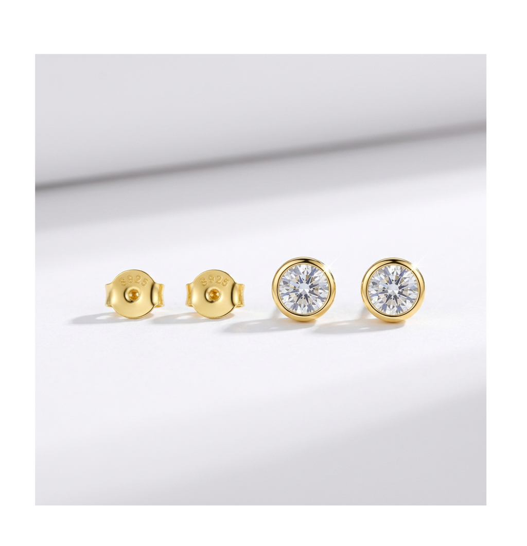 Celeste Gold Halo Stud Earrings - BELLIVETTE