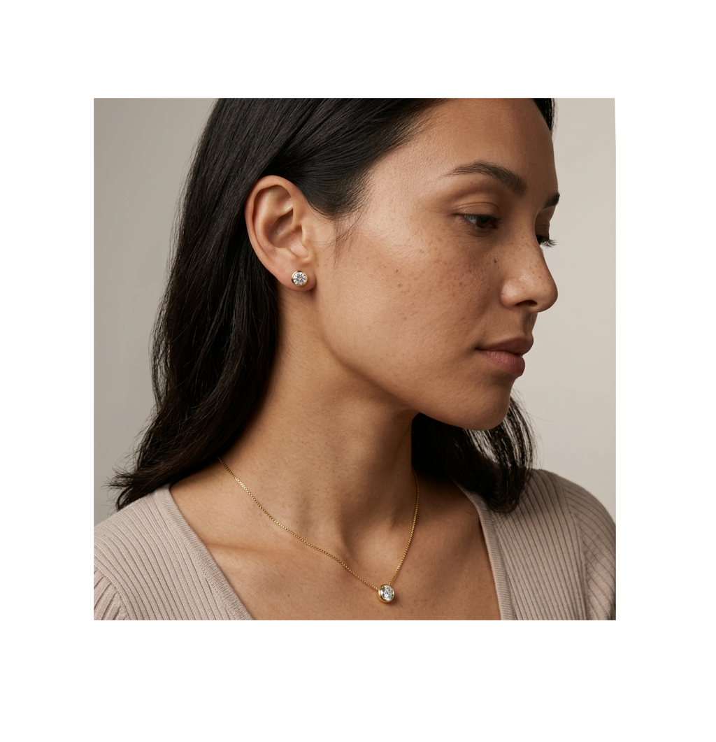 Celeste Gold Halo Stud Earrings - BELLIVETTE