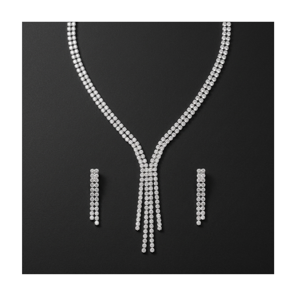 Crystal Tassel Statement Jewellery Set - BELLIVETTE