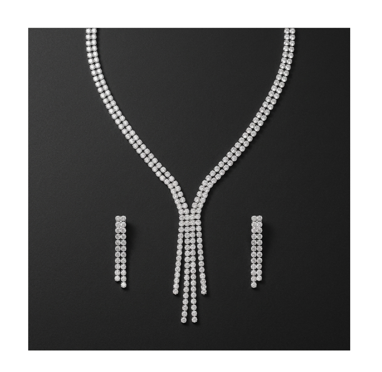 Crystal Tassel Statement Jewellery Set - BELLIVETTE