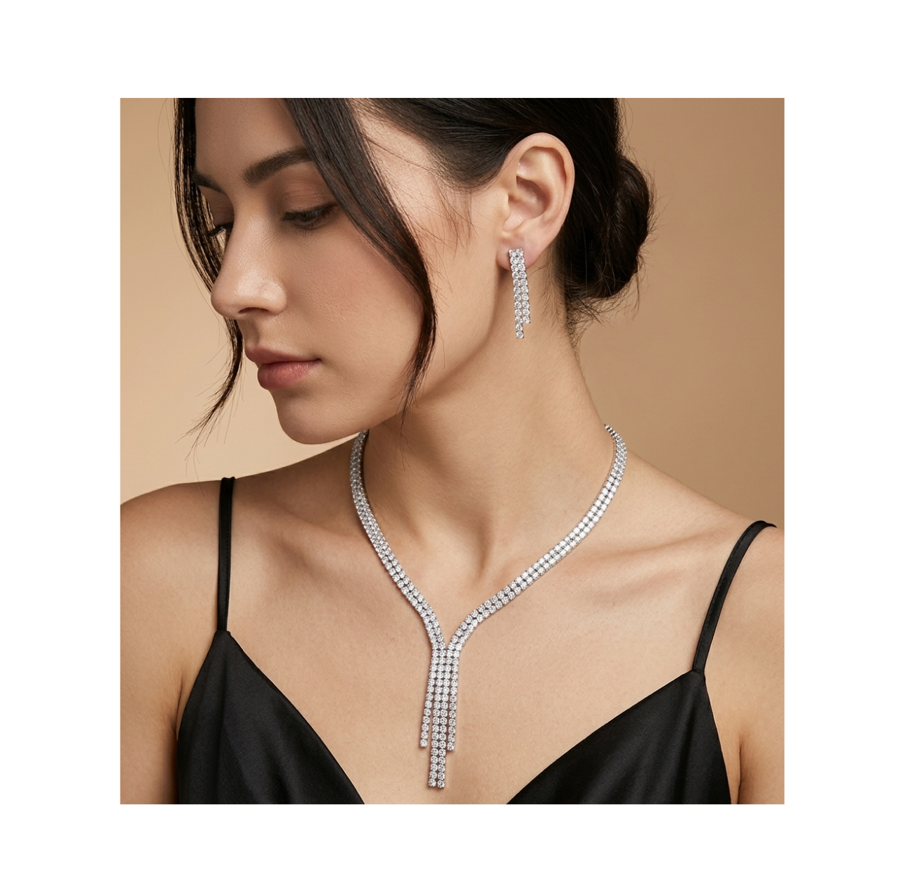 Crystal Tassel Statement Jewellery Set - BELLIVETTE