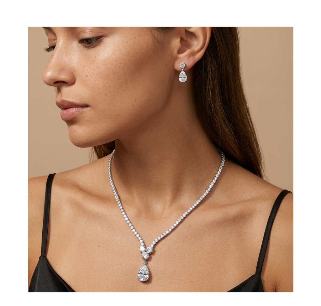 Teardrop Crystal Jewellery Set - BELLIVETTE