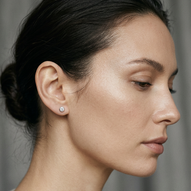 Bezel Stud Earrings