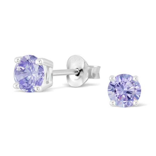 Lavender Solitaire Stud Earrings