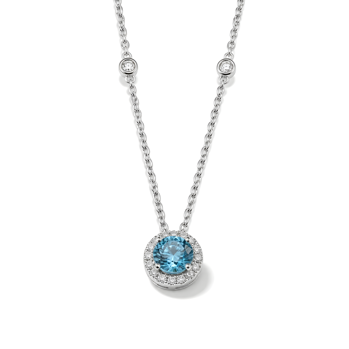 Blue Halo Pendant Necklace